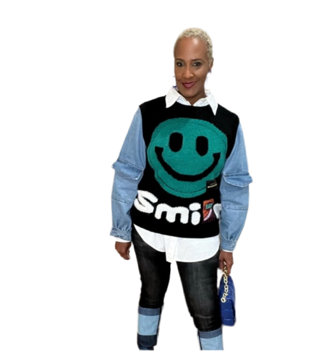 Smiley Denim Mix Sweater